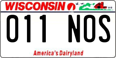 WI license plate 011NOS
