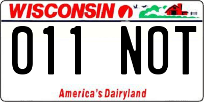 WI license plate 011NOT