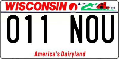 WI license plate 011NOU