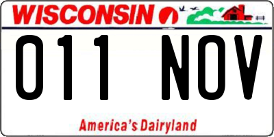 WI license plate 011NOV