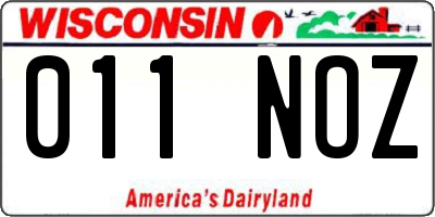 WI license plate 011NOZ
