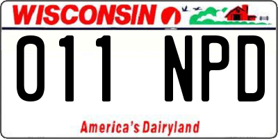 WI license plate 011NPD