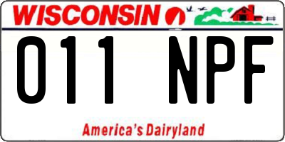 WI license plate 011NPF