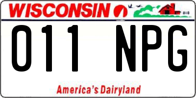 WI license plate 011NPG
