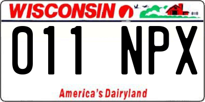 WI license plate 011NPX