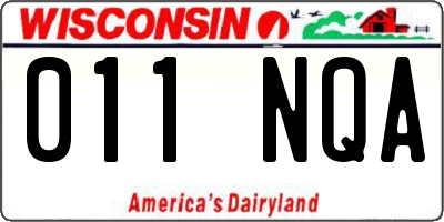 WI license plate 011NQA