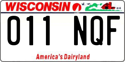 WI license plate 011NQF