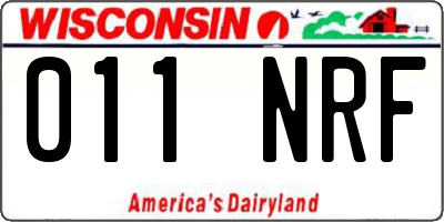 WI license plate 011NRF