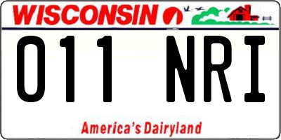 WI license plate 011NRI