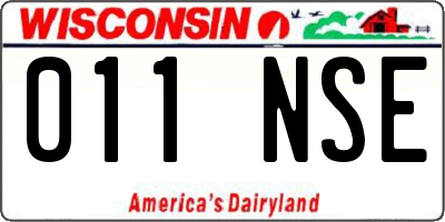 WI license plate 011NSE