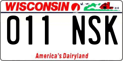 WI license plate 011NSK