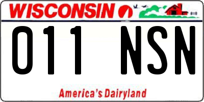 WI license plate 011NSN