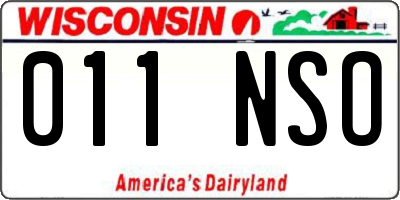 WI license plate 011NSO