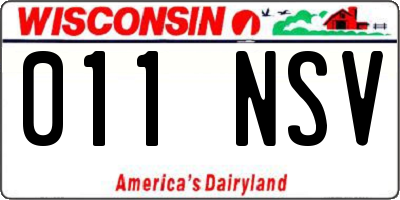 WI license plate 011NSV