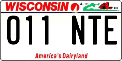 WI license plate 011NTE