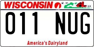 WI license plate 011NUG