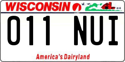 WI license plate 011NUI
