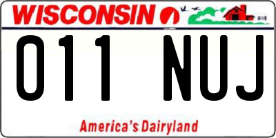 WI license plate 011NUJ