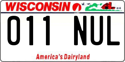 WI license plate 011NUL