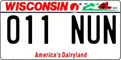 WI license plate 011NUN