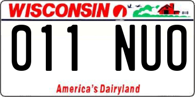 WI license plate 011NUO