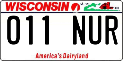 WI license plate 011NUR