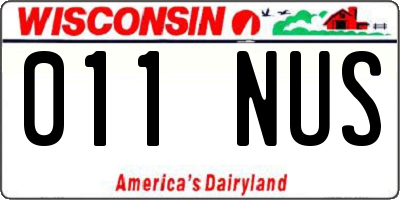 WI license plate 011NUS