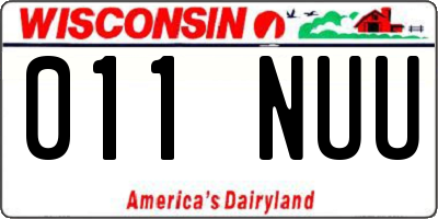 WI license plate 011NUU
