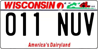 WI license plate 011NUV
