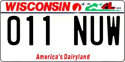 WI license plate 011NUW
