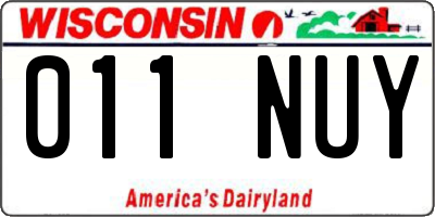 WI license plate 011NUY