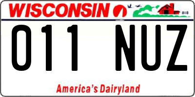 WI license plate 011NUZ