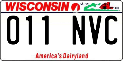 WI license plate 011NVC