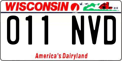 WI license plate 011NVD