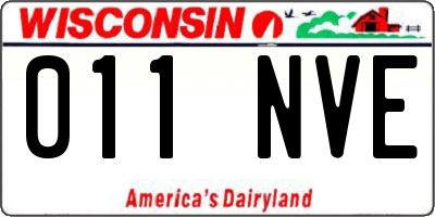 WI license plate 011NVE