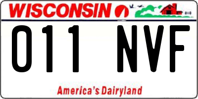 WI license plate 011NVF