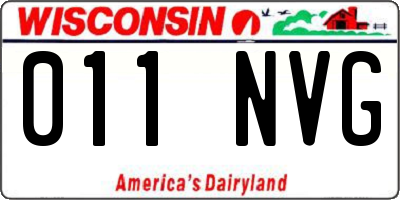 WI license plate 011NVG