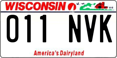 WI license plate 011NVK