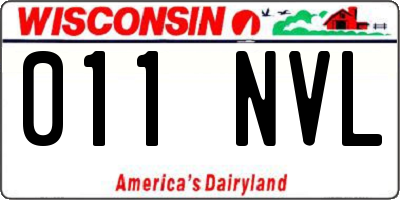 WI license plate 011NVL