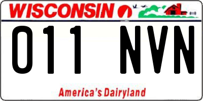 WI license plate 011NVN