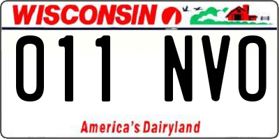 WI license plate 011NVO