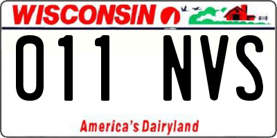 WI license plate 011NVS