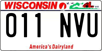 WI license plate 011NVU