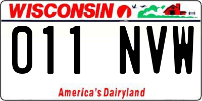 WI license plate 011NVW