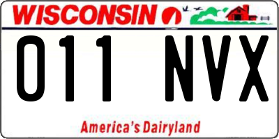WI license plate 011NVX