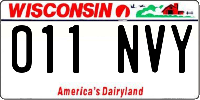 WI license plate 011NVY