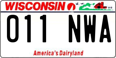 WI license plate 011NWA