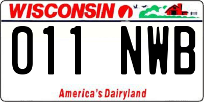 WI license plate 011NWB