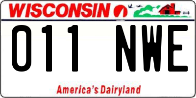WI license plate 011NWE