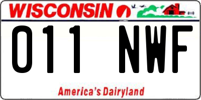 WI license plate 011NWF